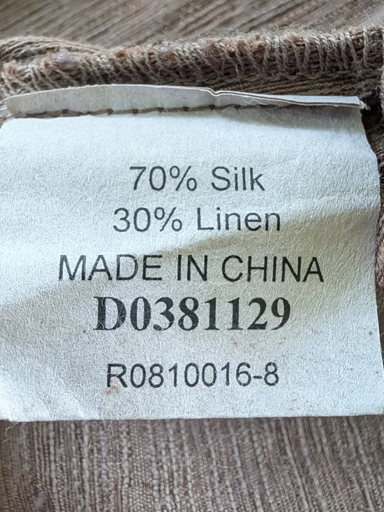 Kleen Silk Linen Paneled Maxi Skirt Brown Elastic Waist Button Detail S Like New - Picture 4 of 4